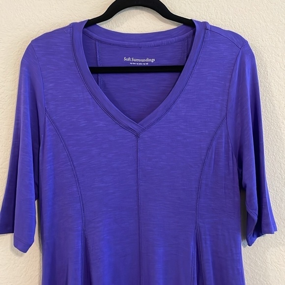 Soft Surroundings Women's Shirt Medium Purple Longline Coastal Grandma Classic - Picture 6 of 15